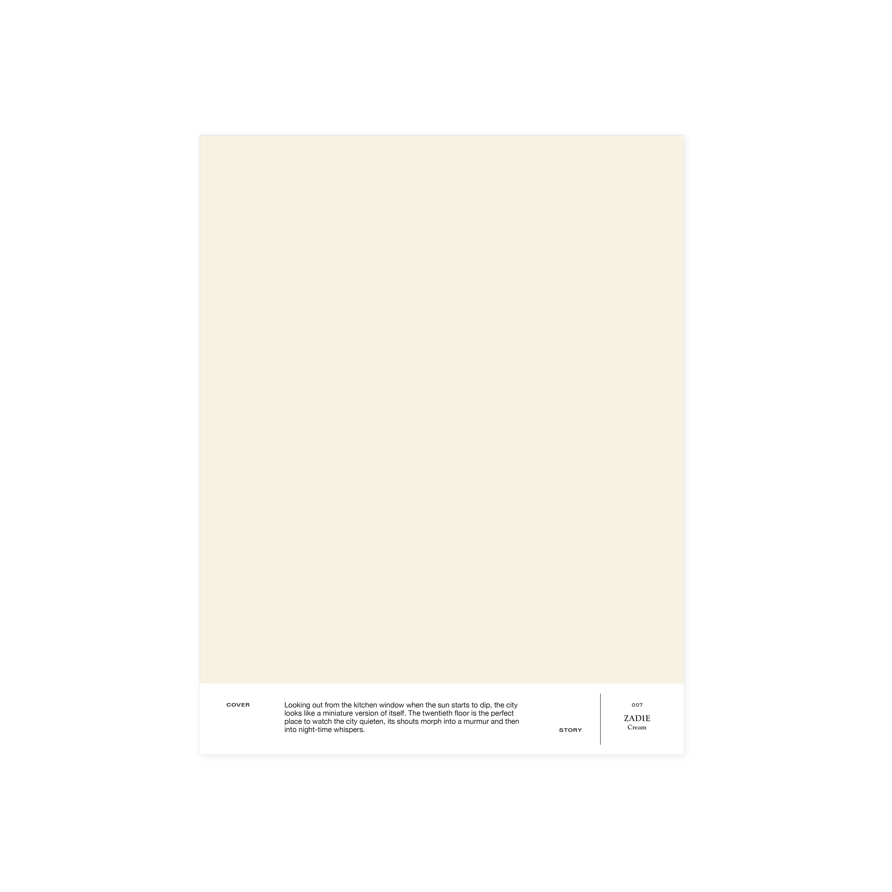 Cream white interior paint Cover Story 007 ZADIE